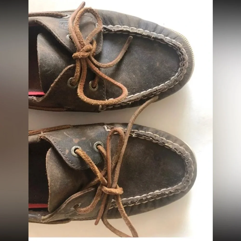 SPERRY TOPSIDER Dark Brown Boat Shoes Size 7.5 EUC